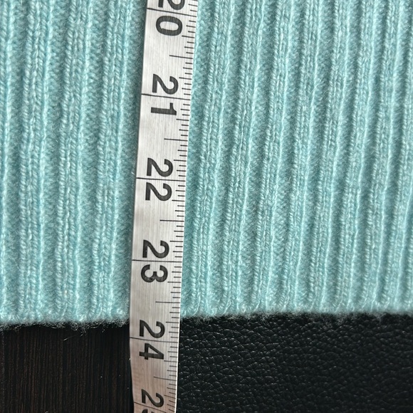 Vince Wool Cashmere Raglan Mock Neck Sweater Blue Mock Neck Ribbed Sz M - Picture 10 of 12